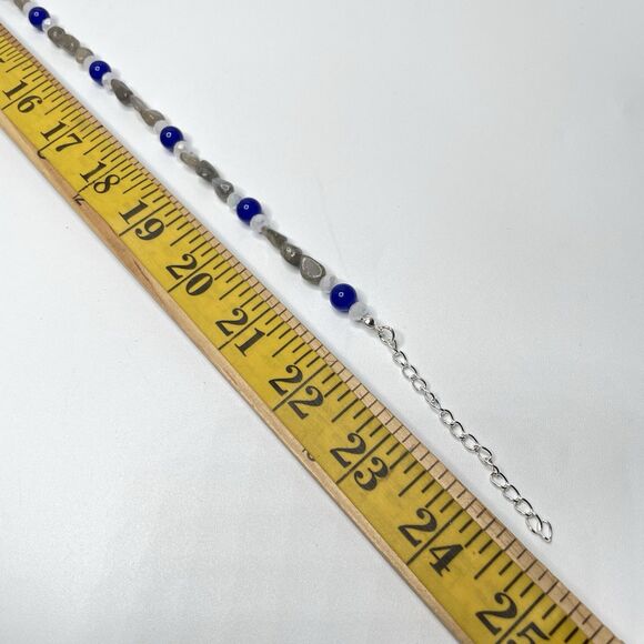 Artisan Labradorite Chip Gemstone Blue Gemstone Beaded Necklace Earrings Set - Picture 8 of 8